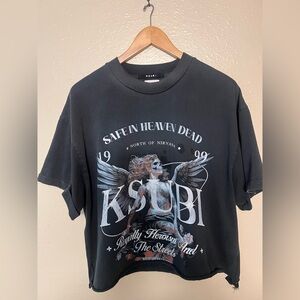 Ksubi Charcoal crop top tee